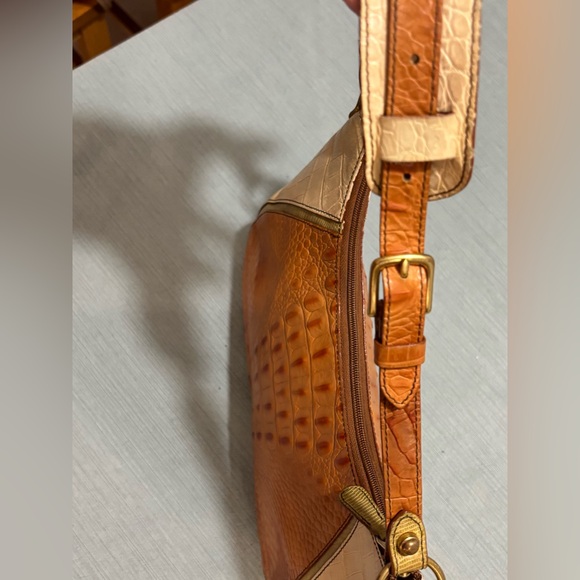 Brahmin Cream, Brown and Green Crocodile Pattern Shoulder Bag Vintage? - Picture 4 of 15